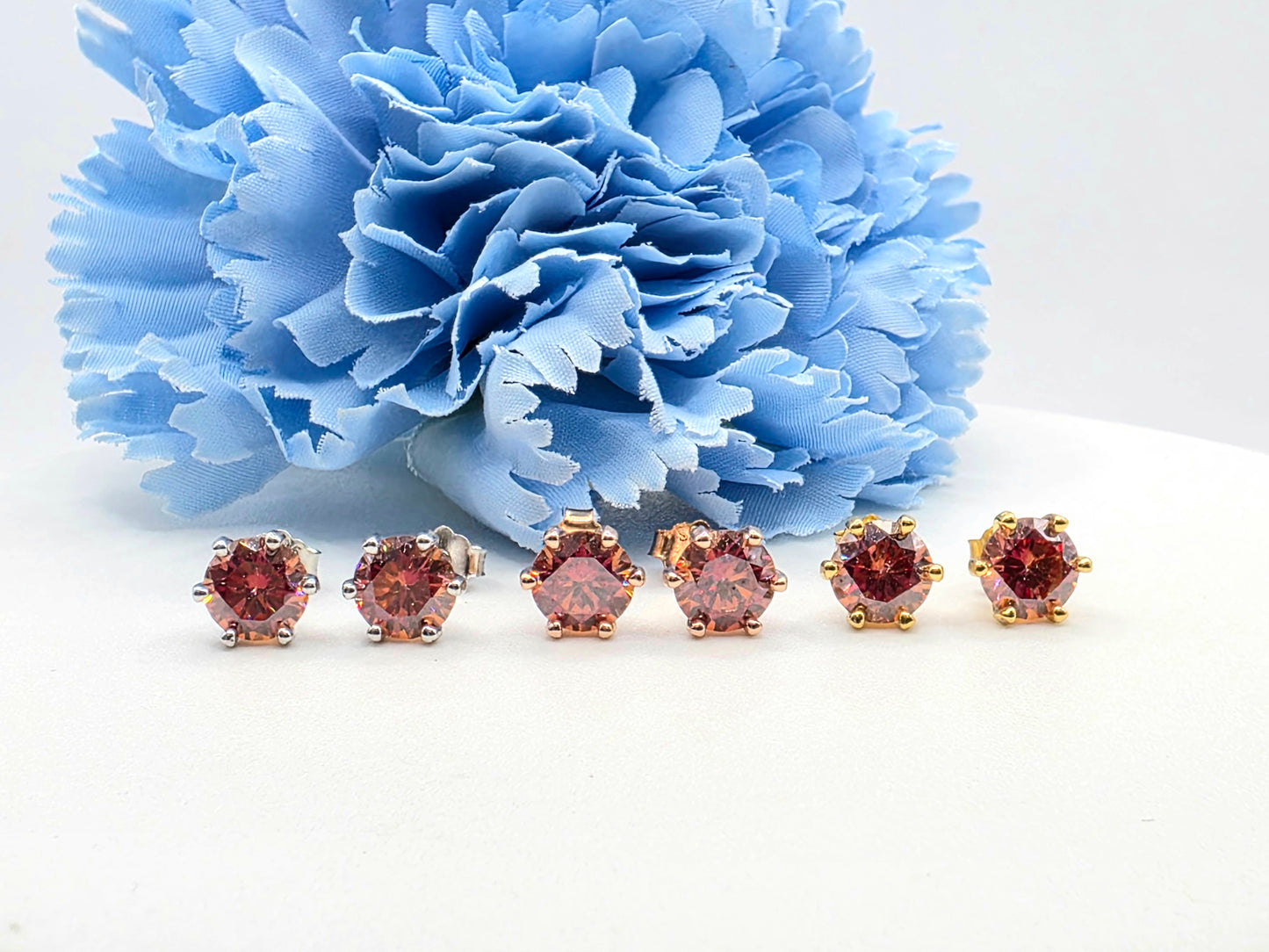 Classic 1 Carat White Moissanite Six Prong Demi Fine Ear Studs