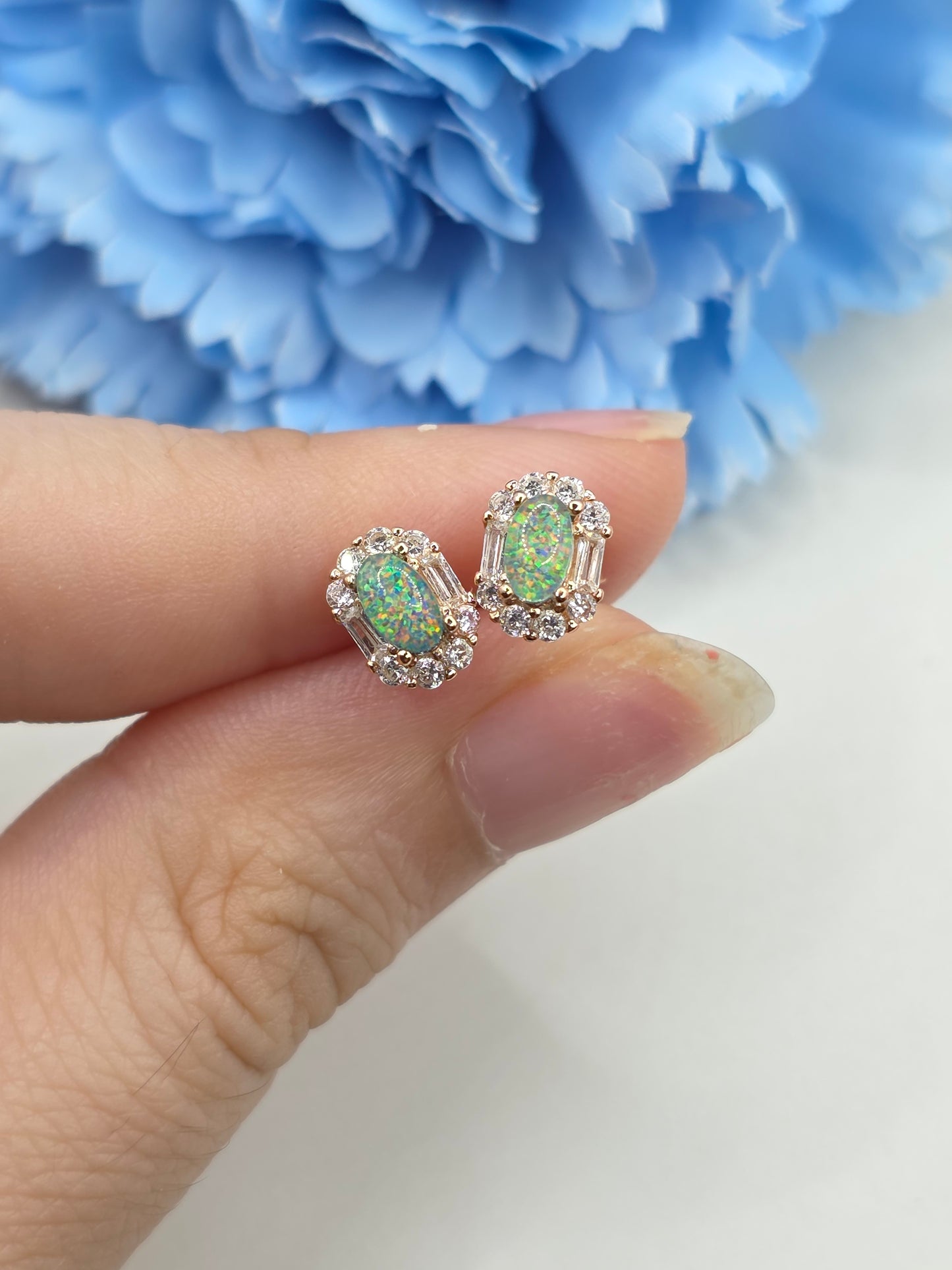 Halo Australian Opal Stud