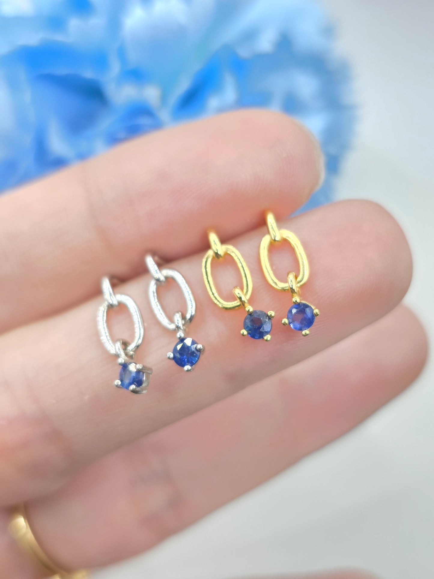 Sapphire Curb Earrings