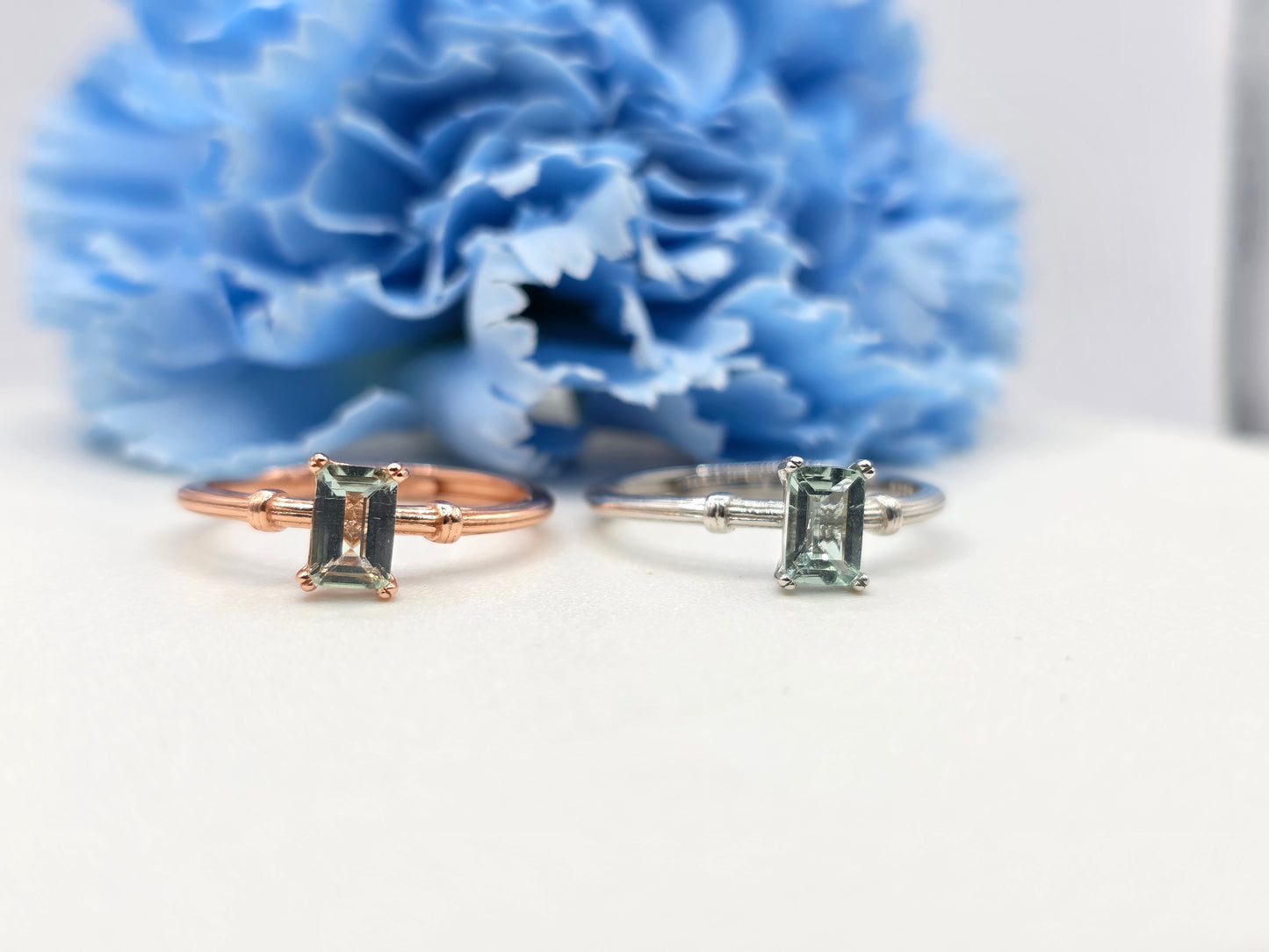 Ally- Emerald Cut Gemstone Ring (Tourmaline/ London Blue Topaz)