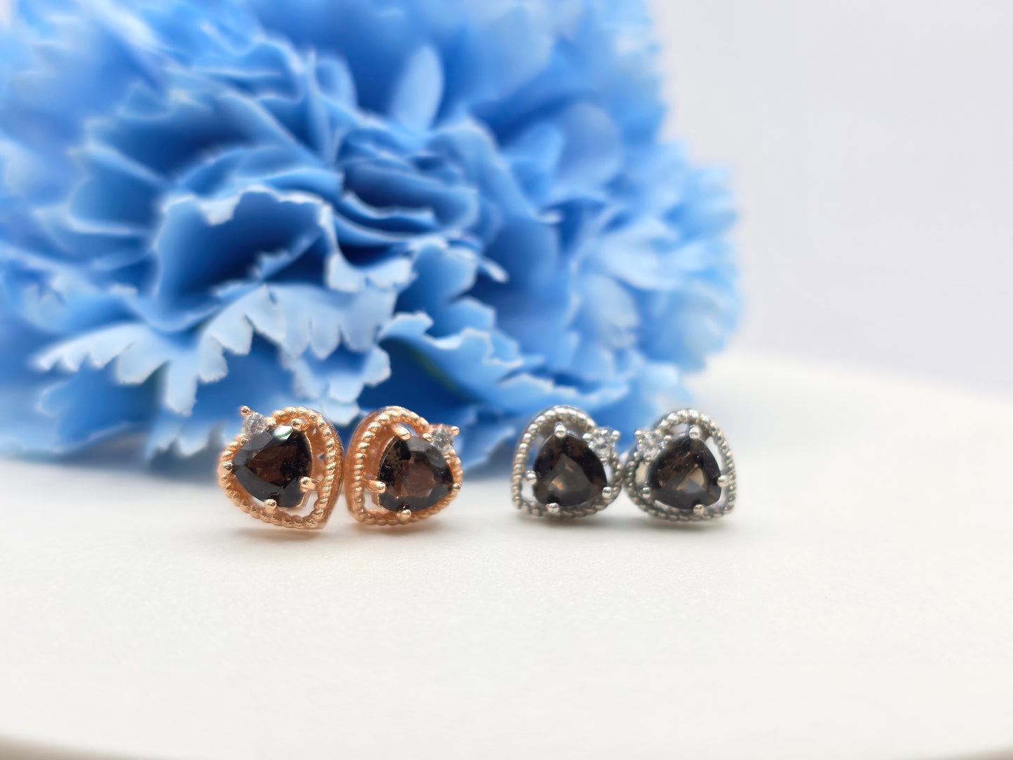 Trillion Cut Smokey Quartz Studs