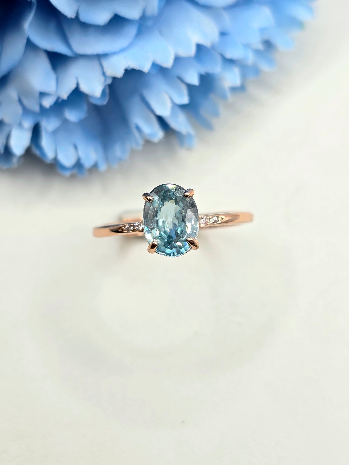 Natural Blue Zircon Ring