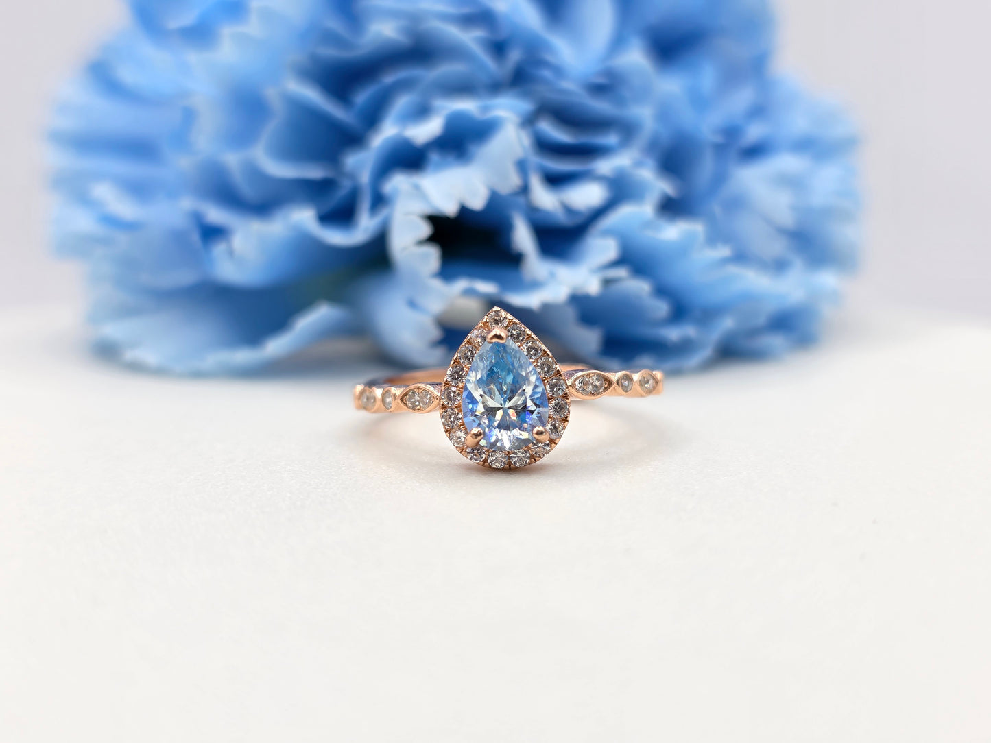 1 carat Teardrop Blue Moissanite