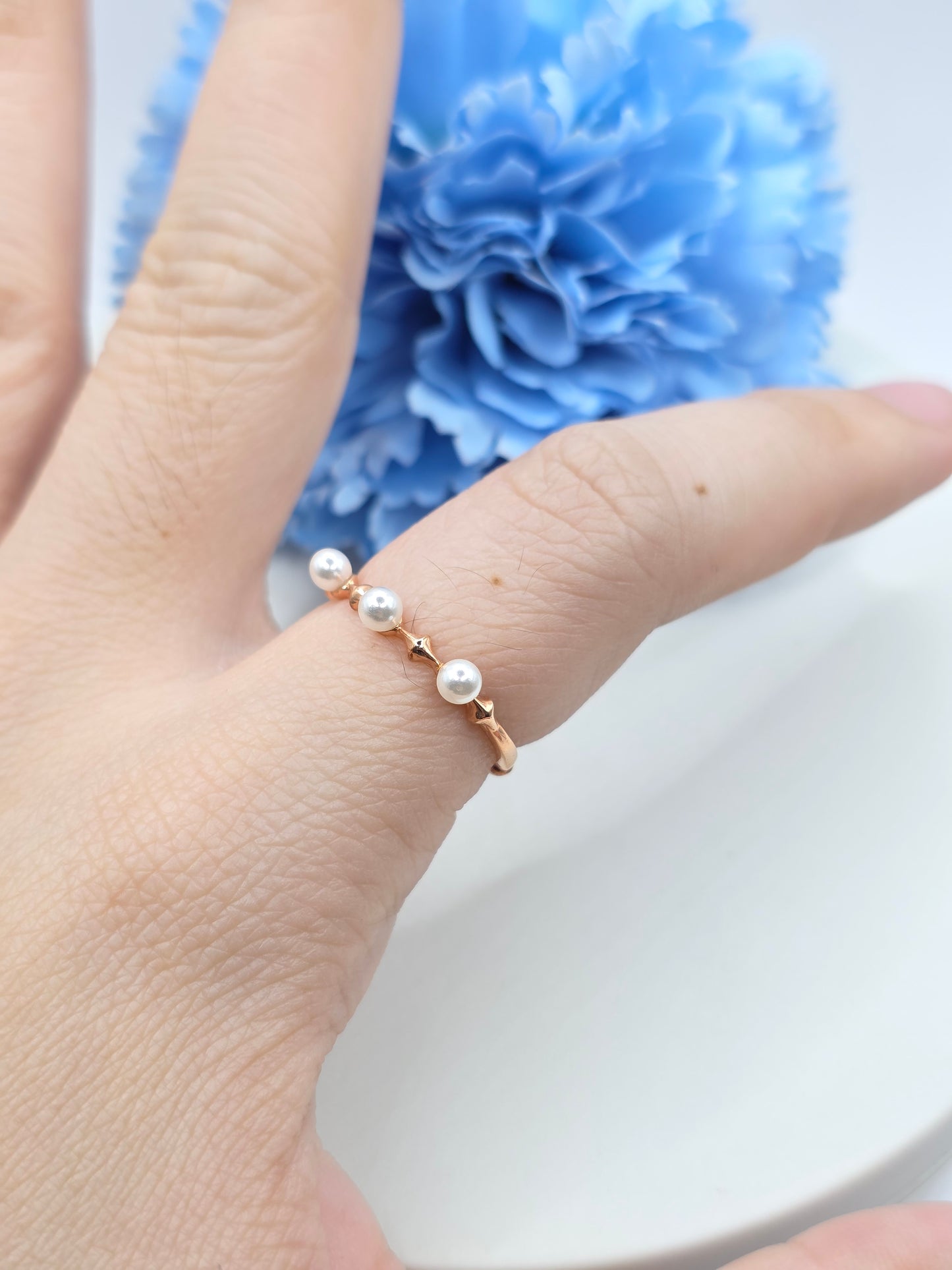 Dainty Pearl Stacker Ring