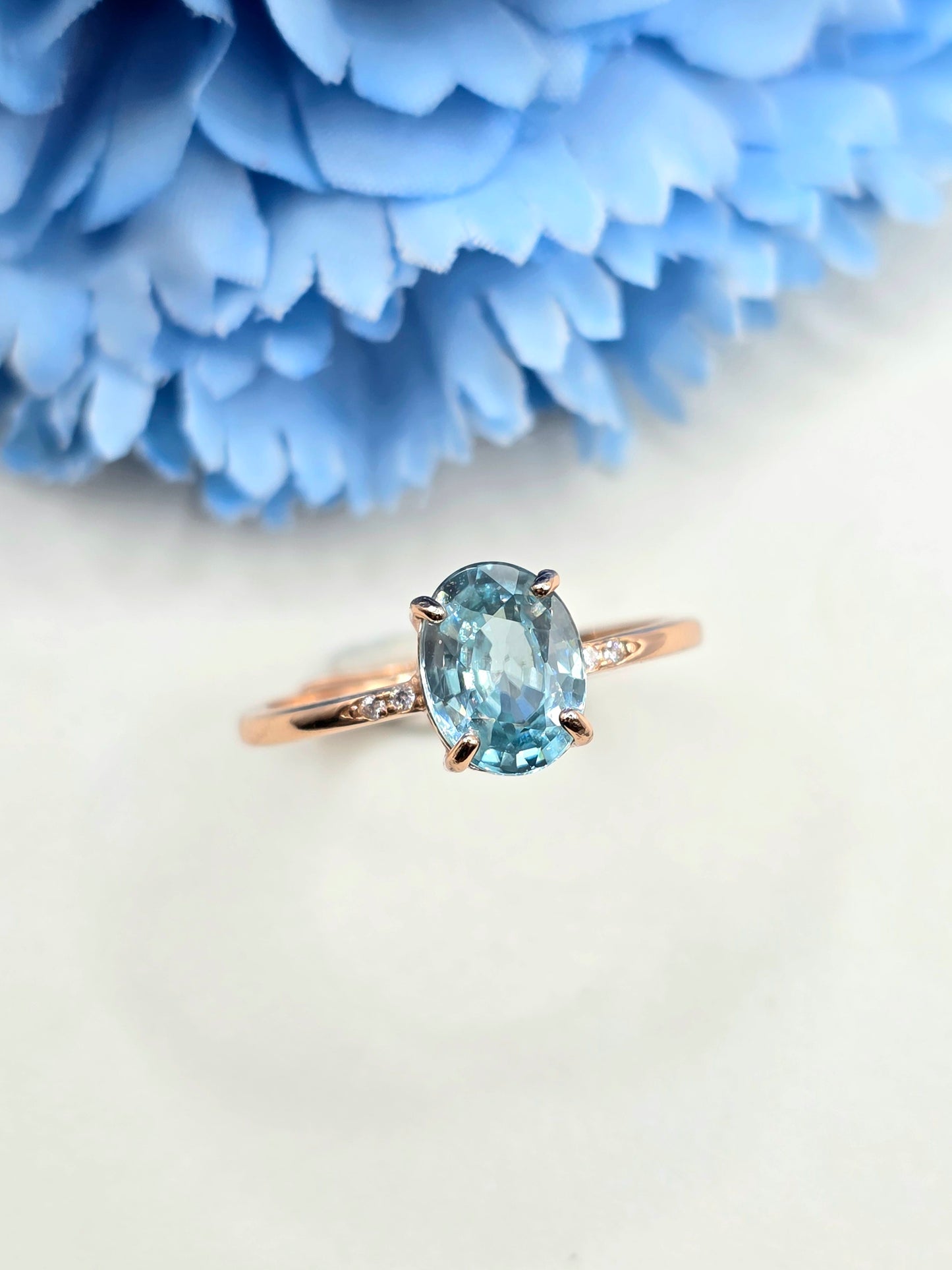 Natural Blue Zircon Ring