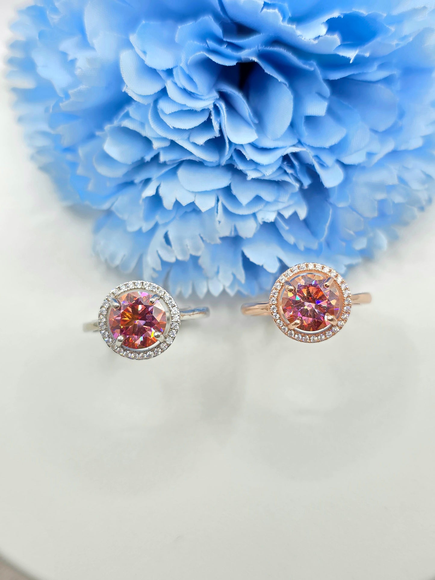 2 Carat Watermelon Moissanite Halo Ring