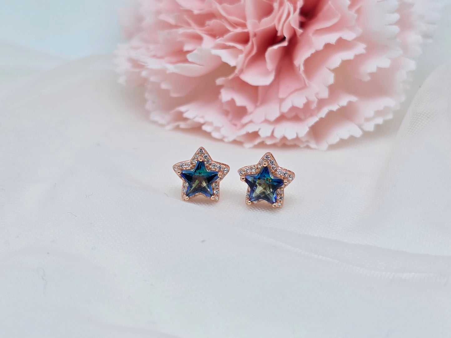 Star Halo Topaz Studs