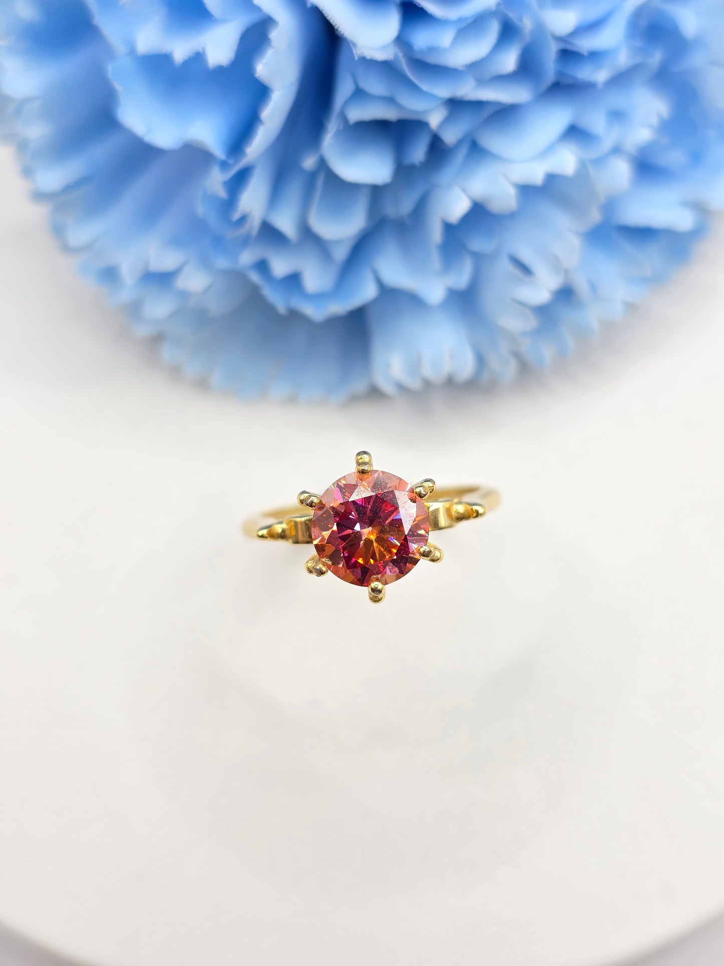 2 Carat Watermelon Moissanite Ring- Yellow Gold