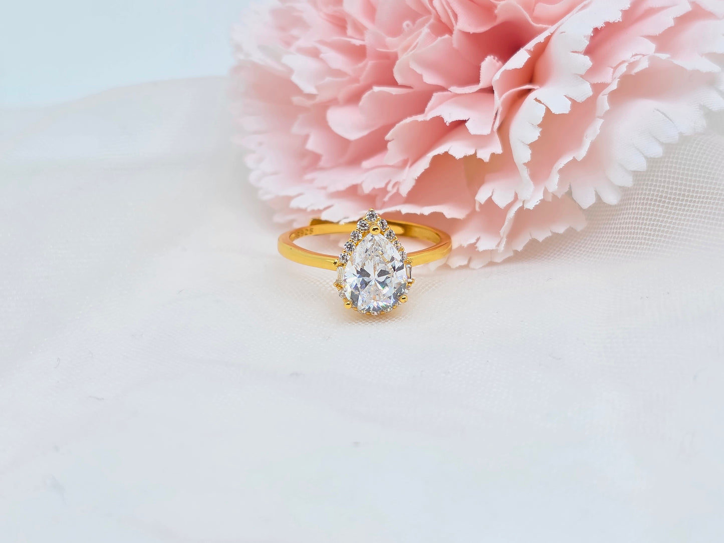 2 Carat Teardrop Diamond Simulant Ring