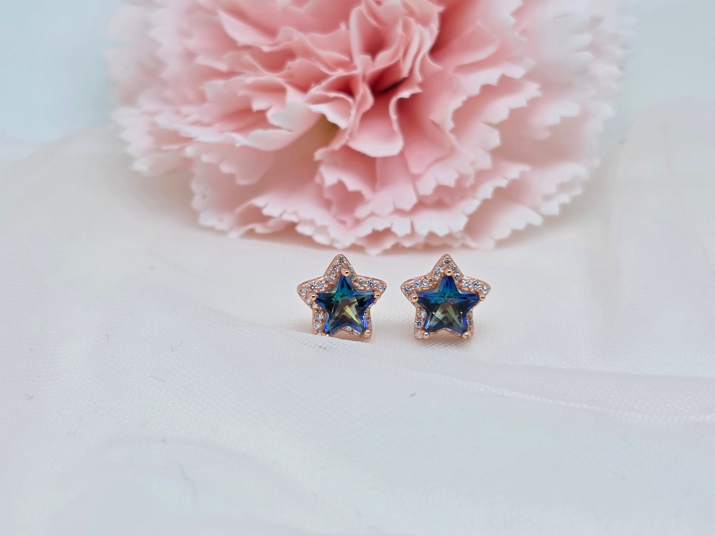 Star Halo Topaz Studs