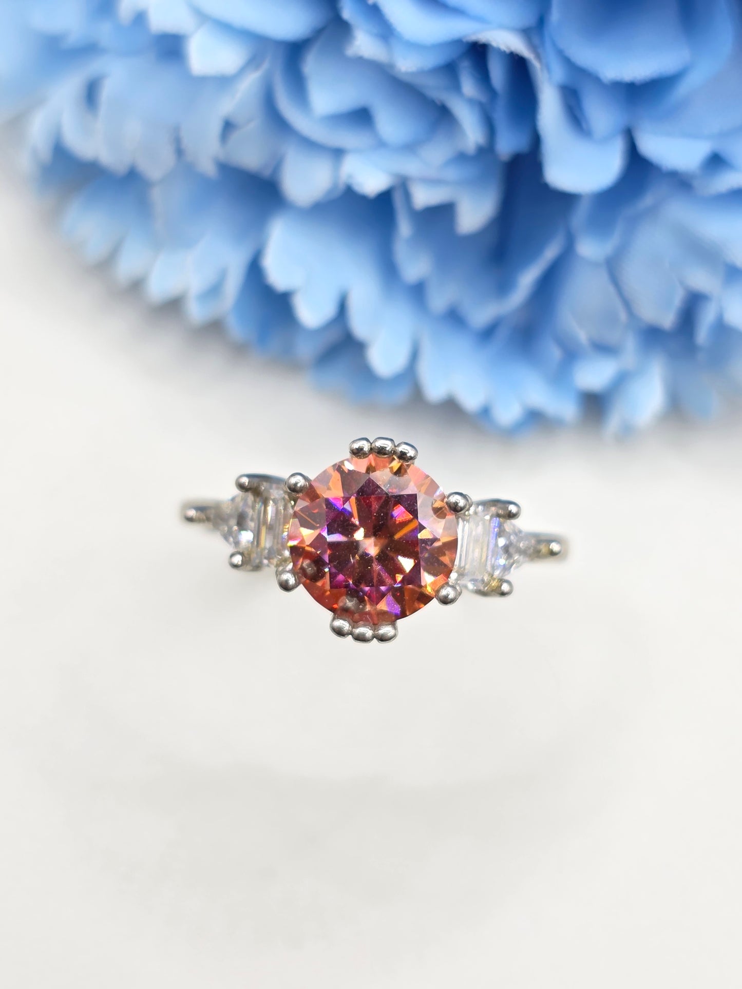 2 Carat Watermelon Moissanite Ring
