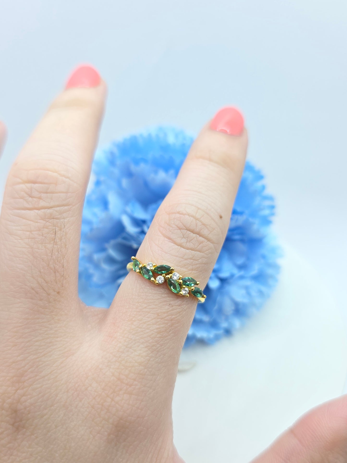 Lab Emerald Marquise Stacker Ring
