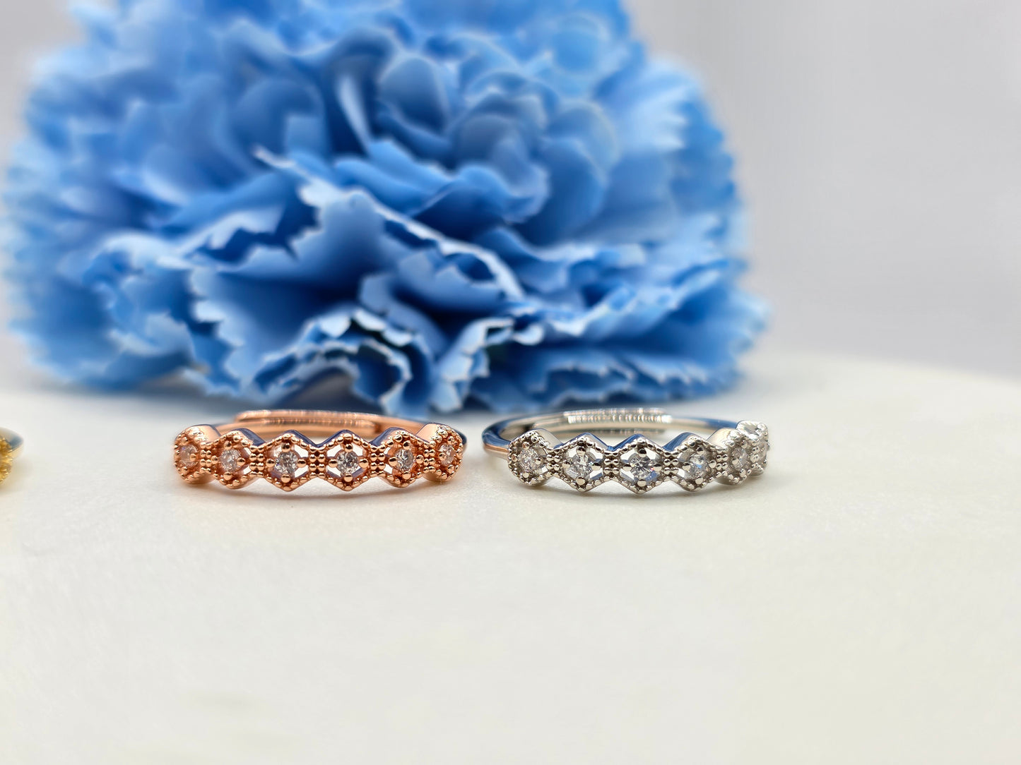 Hexagonal Milgrain stacker Ring