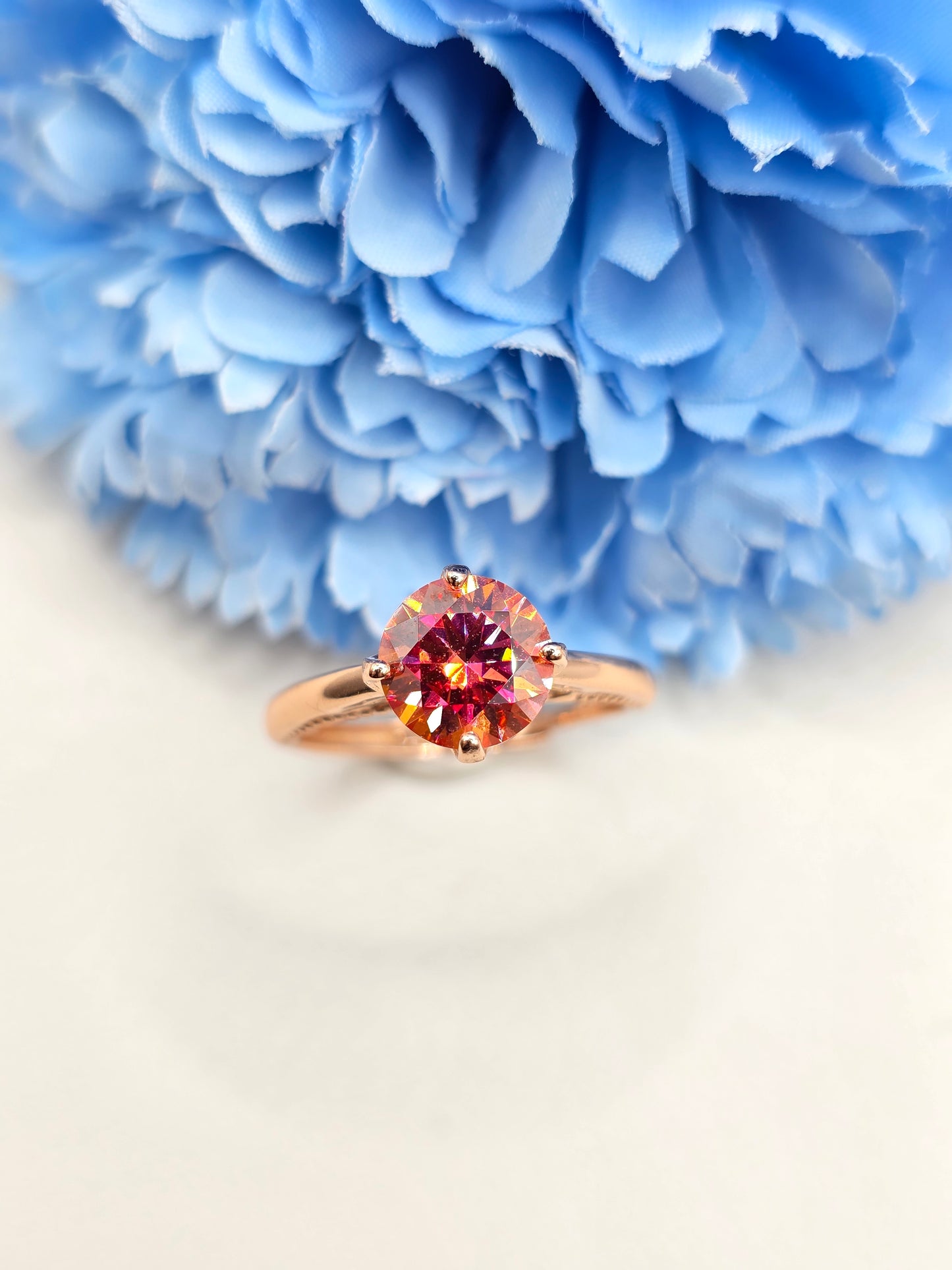 2 Carat Watermelon Moissanite Ring- Rose Gold