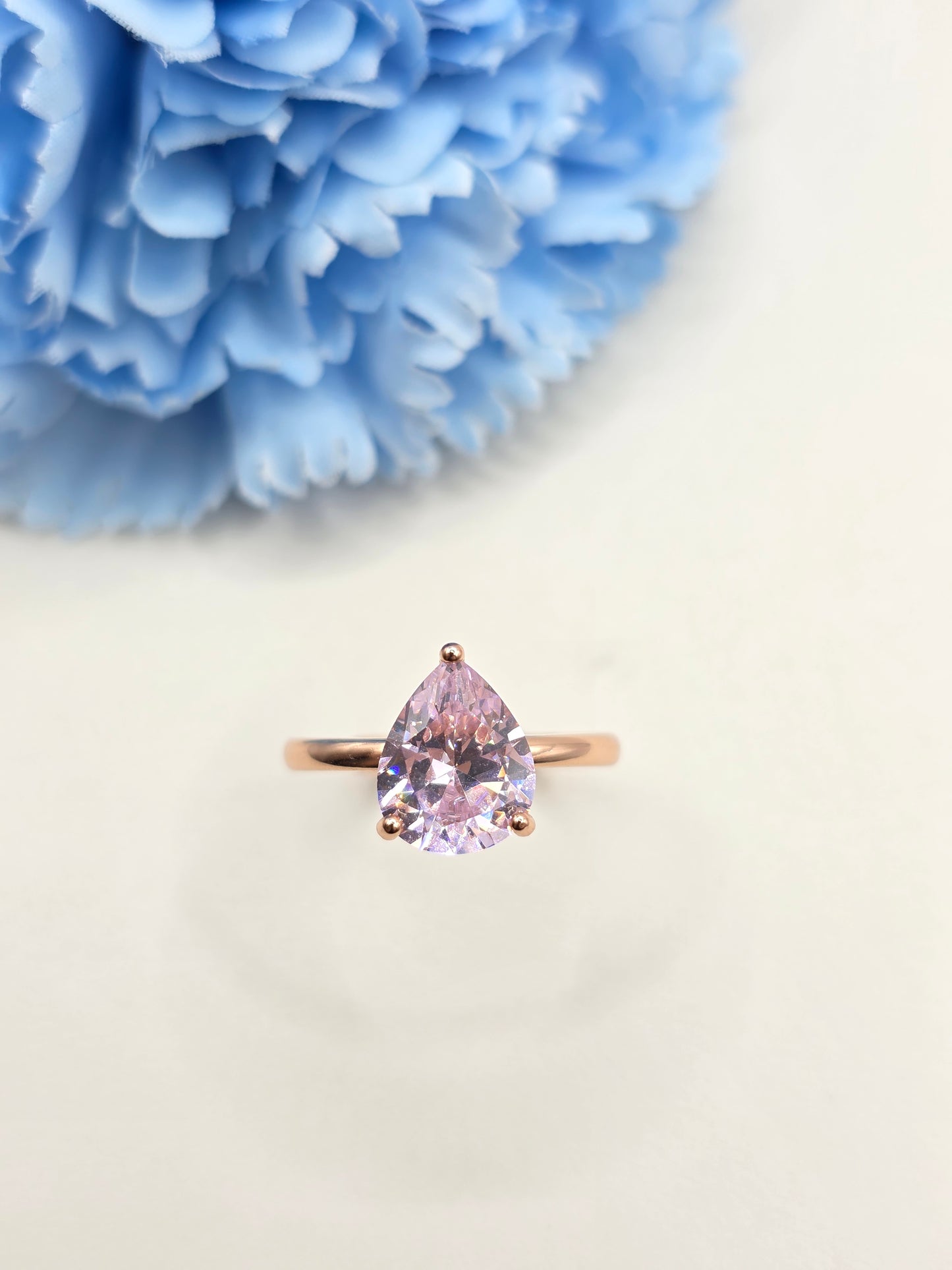 Teardrop 3 Carat Hidden Halo Ring