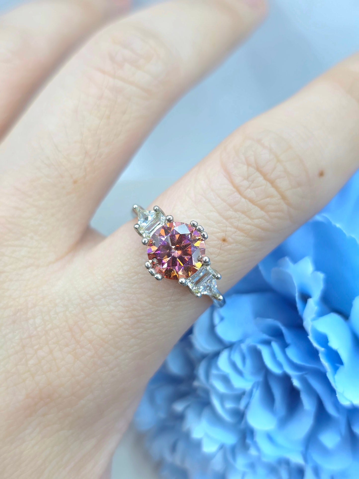 2 Carat Watermelon Moissanite Ring