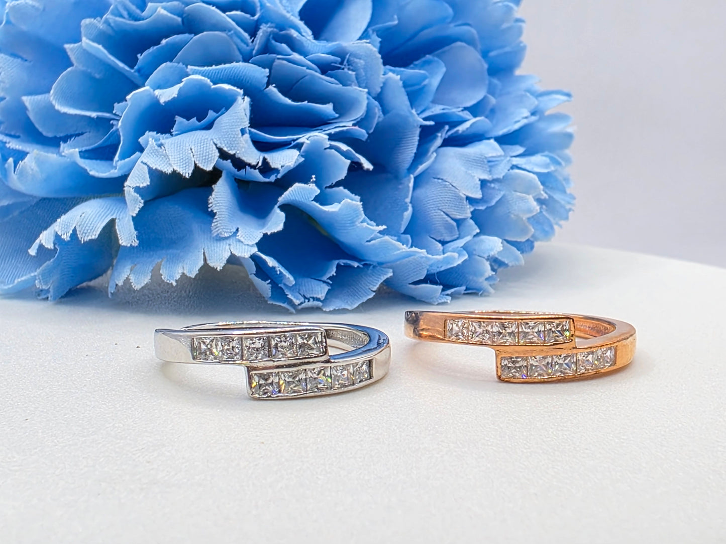 Bypass Stacker Ring- Princess cut
