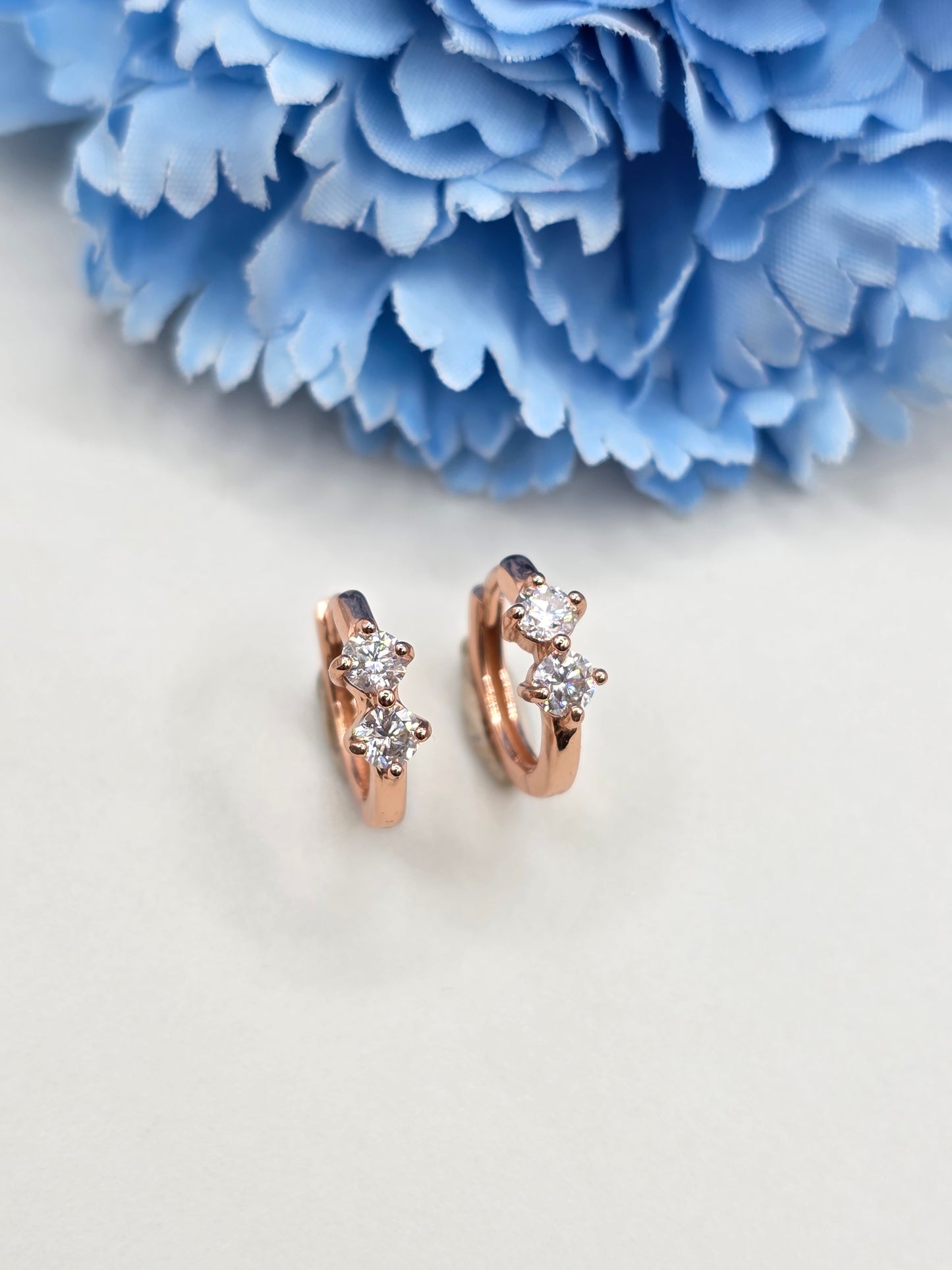 Duo Moissanite Huggies- Rose Gold S925