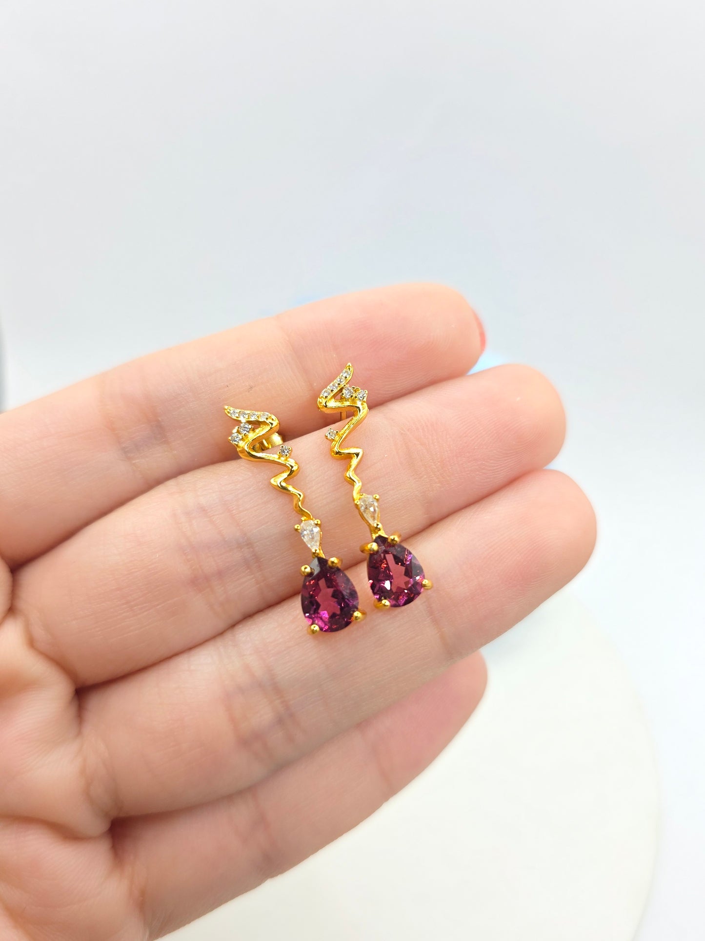 Rhodonite Garnet Dangle Studs