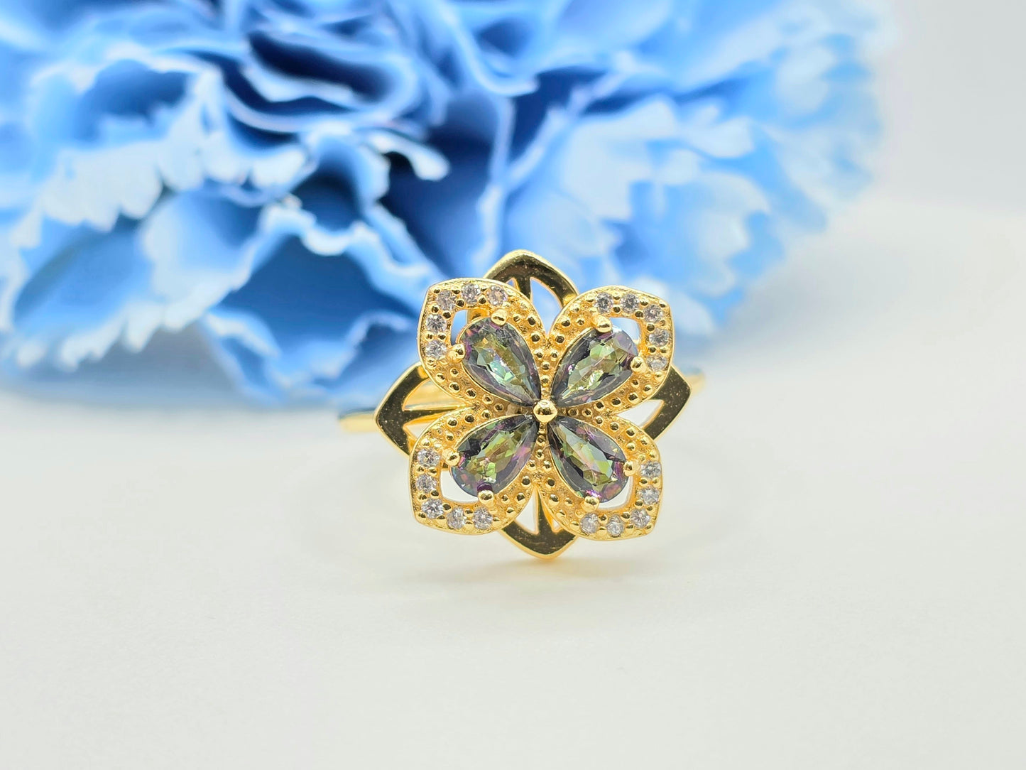 Floral Gemstone Spinning Ring