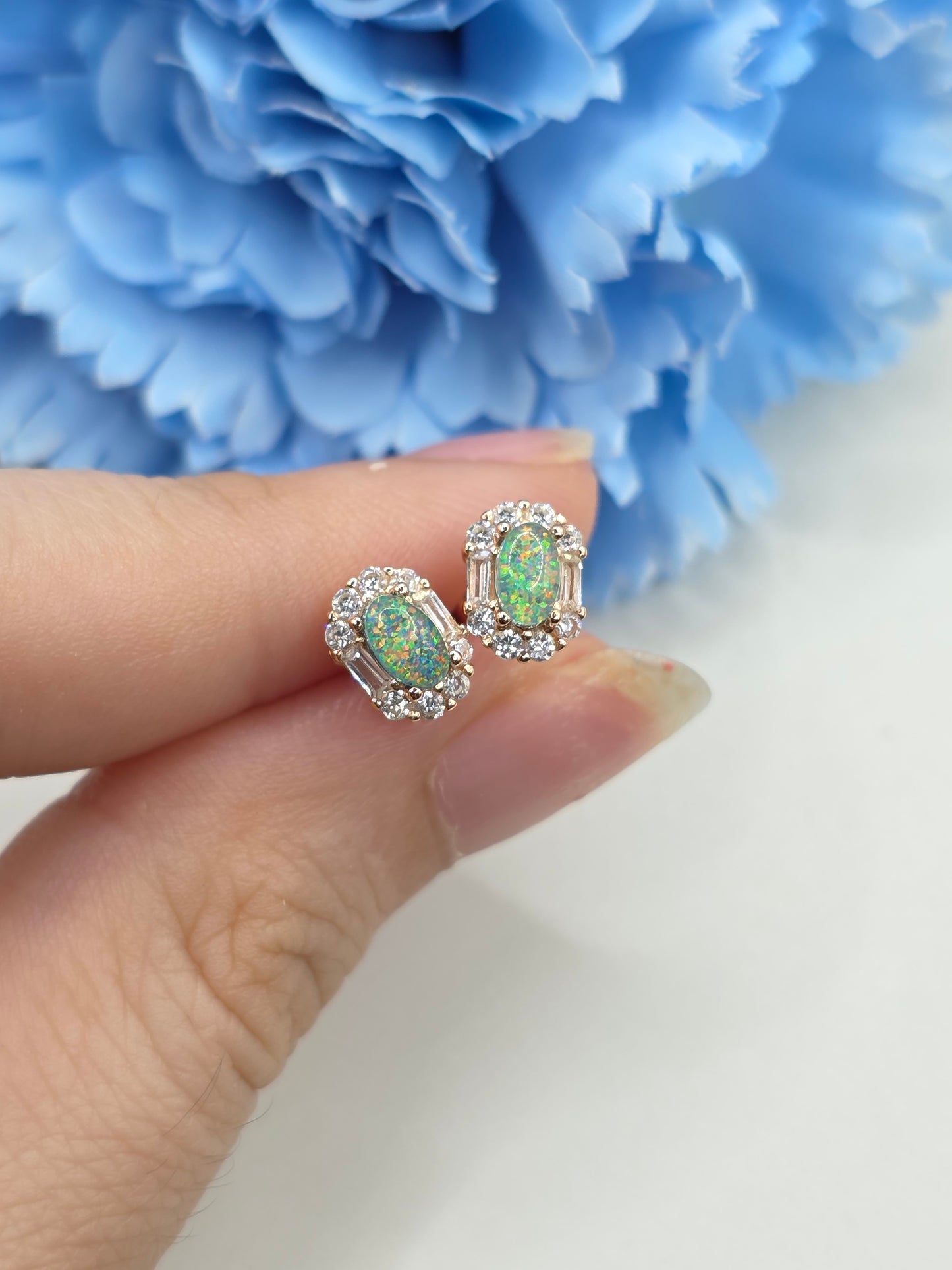 Halo Australian Opal Stud