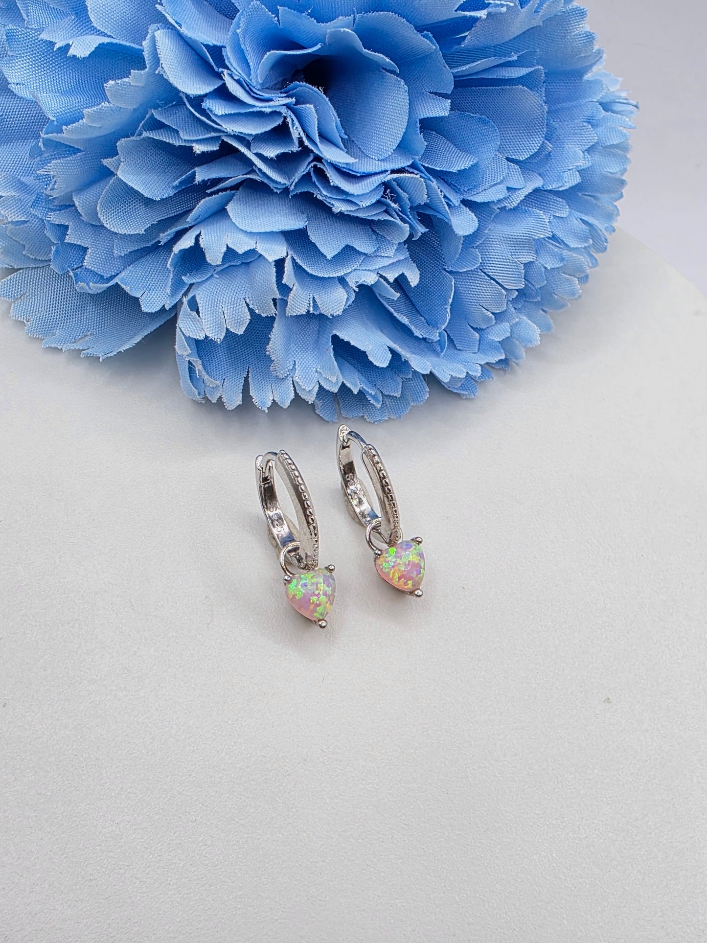 Heart Opal Huggies