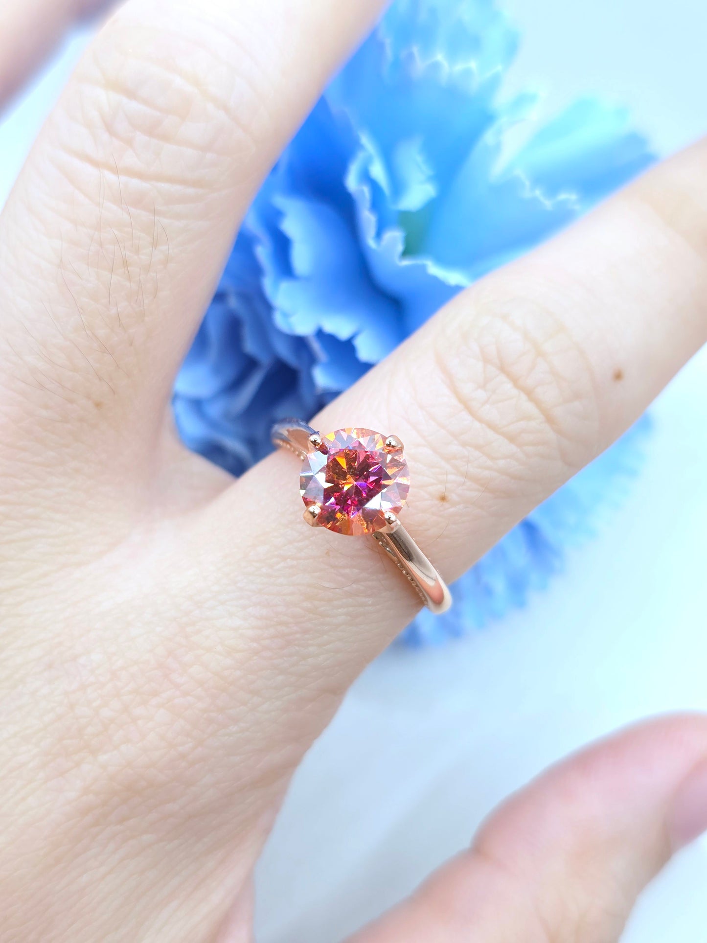 2 Carat Watermelon Moissanite Ring- Rose Gold