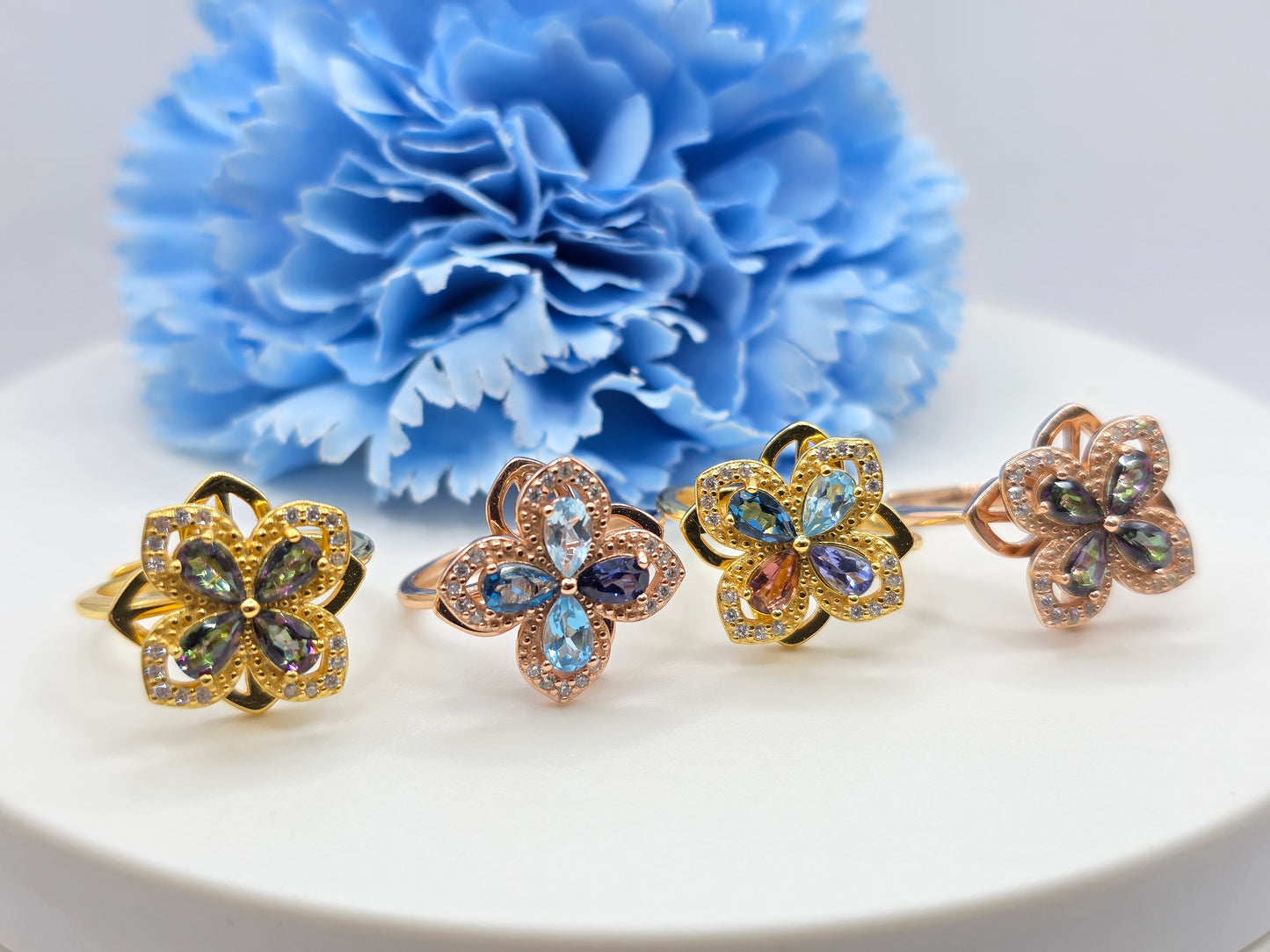 Floral Gemstone Spinning Ring