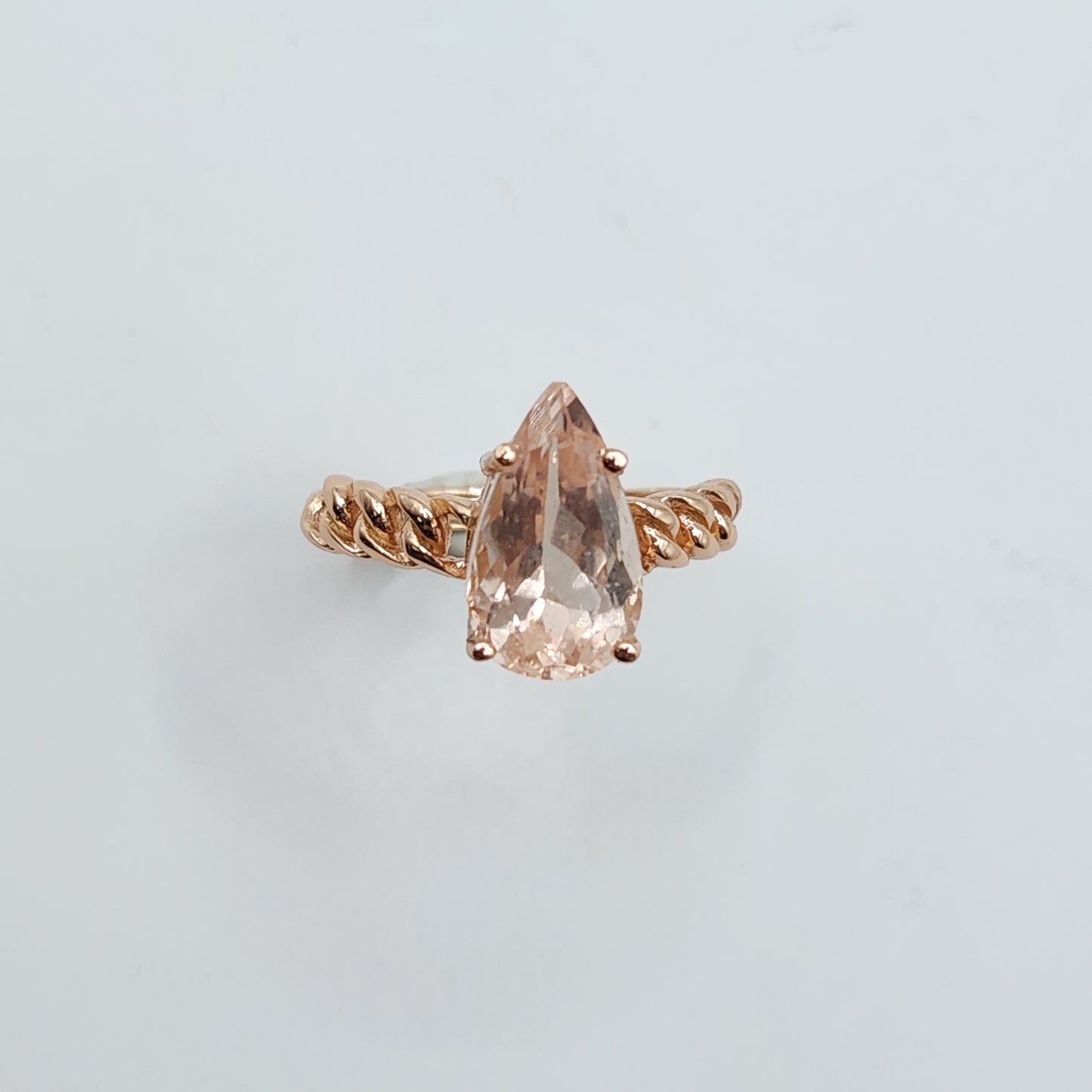 Morganite Curb Chain Ring