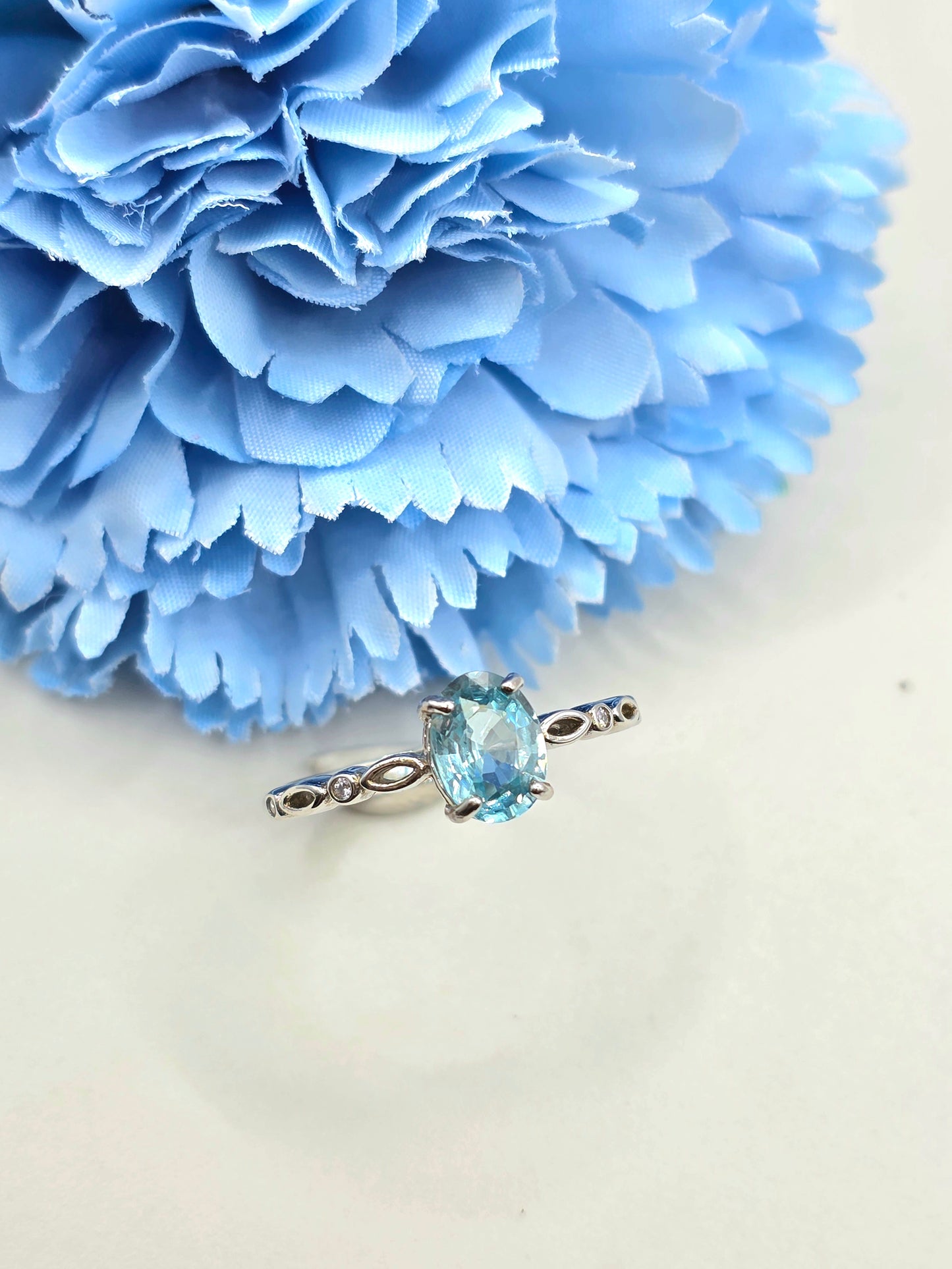 Natural Blue Zircon Ring