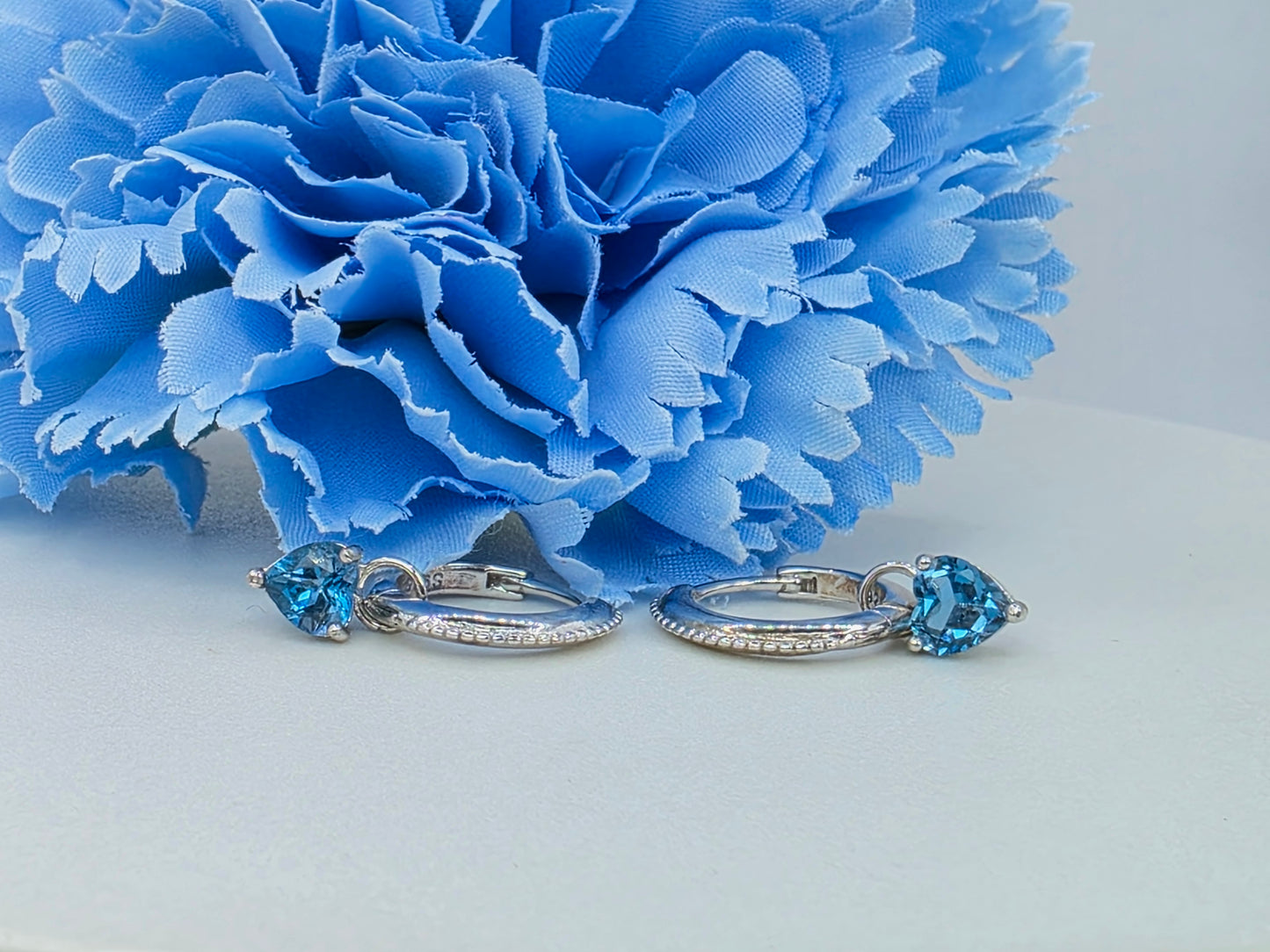 Heart Gemstones Dangle Ear Huggies - Riley