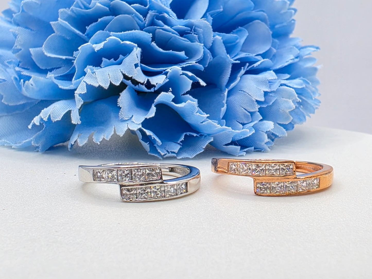 Bypass Stacker Ring- Princess cut