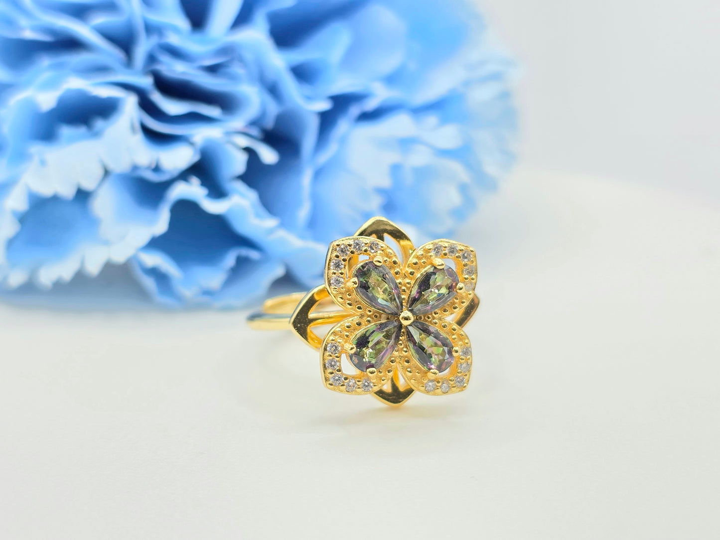 Floral Gemstone Spinning Ring