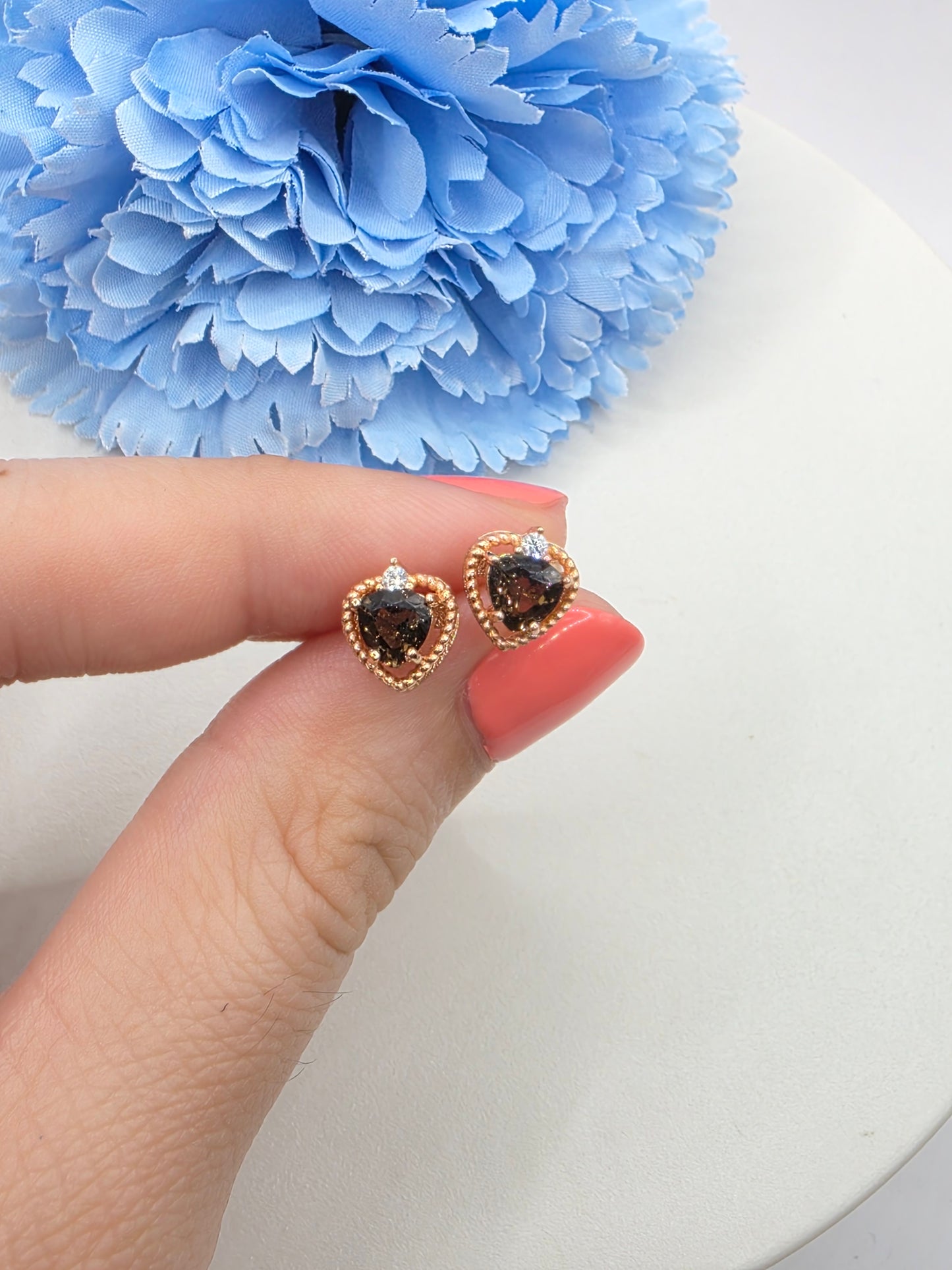 Trillion Cut Smokey Quartz Studs