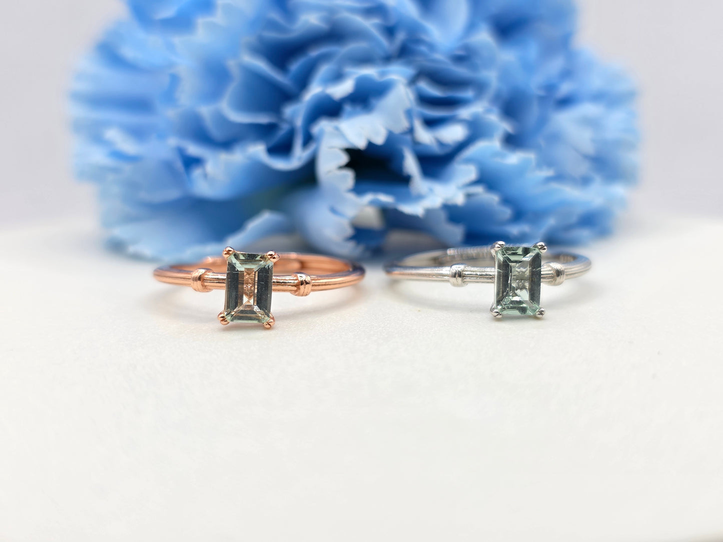 Ally- Emerald Cut Gemstone Ring (Tourmaline/ London Blue Topaz)