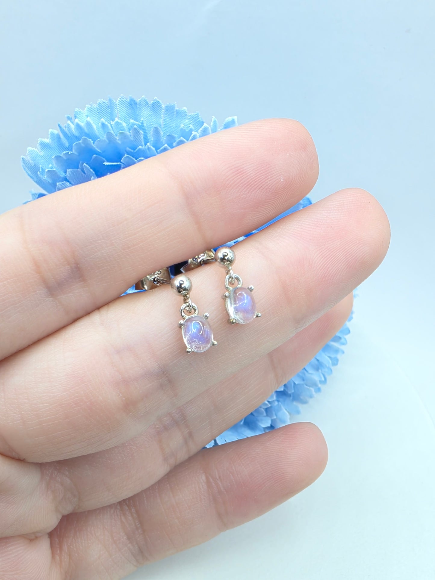 Moonstone Dangle Stud-Jena