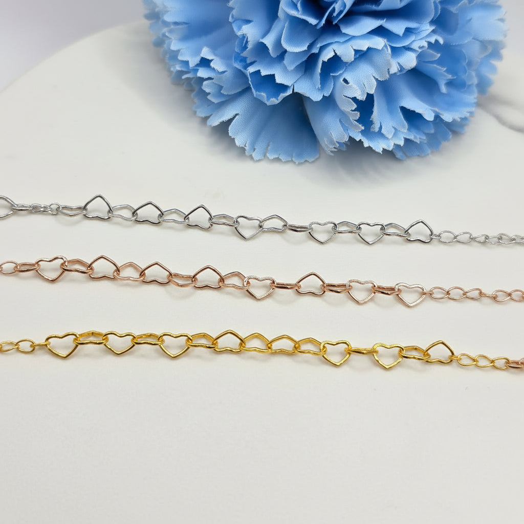 Simple Heart Curb Chain Bracelet in Gold Plated S925 Silver