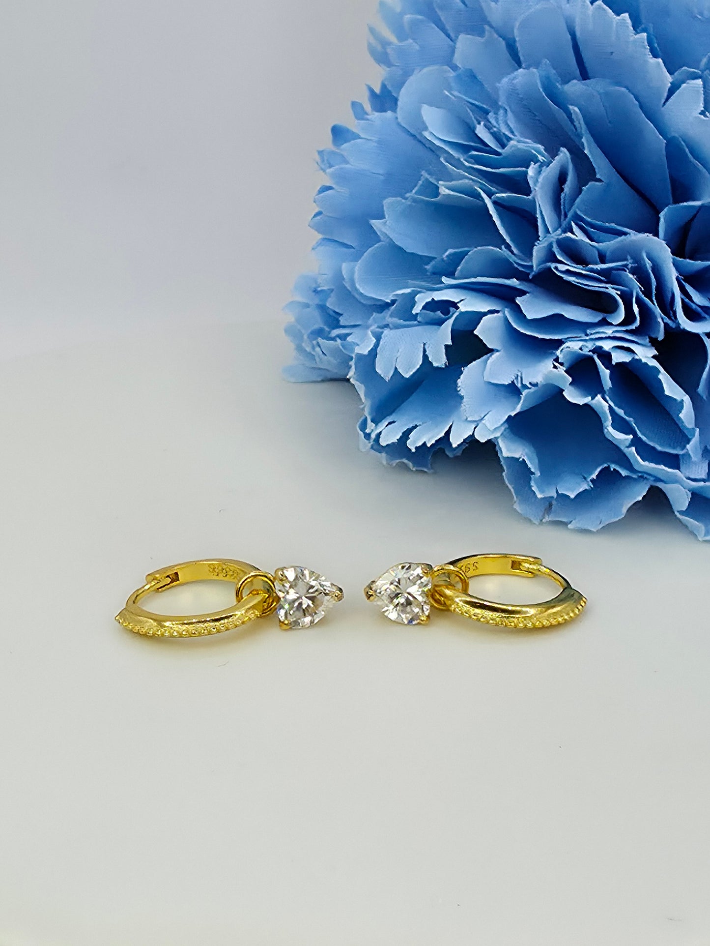 Riley- Heart Moissanite Huggies