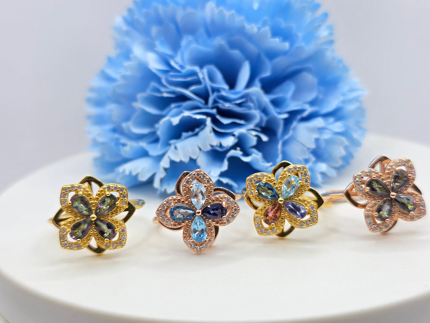 Floral Gemstone Spinning Ring