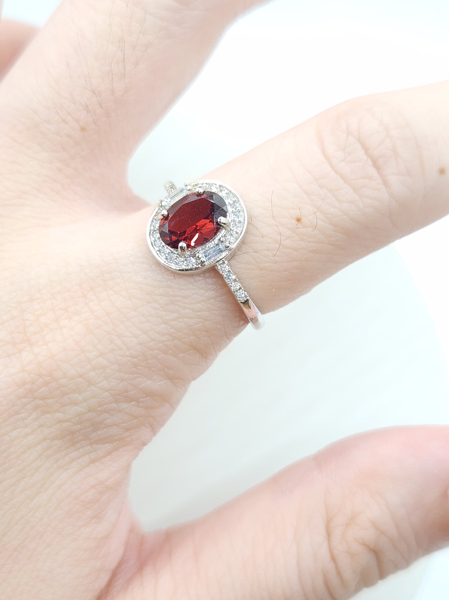 Red Garnet Ring Halo