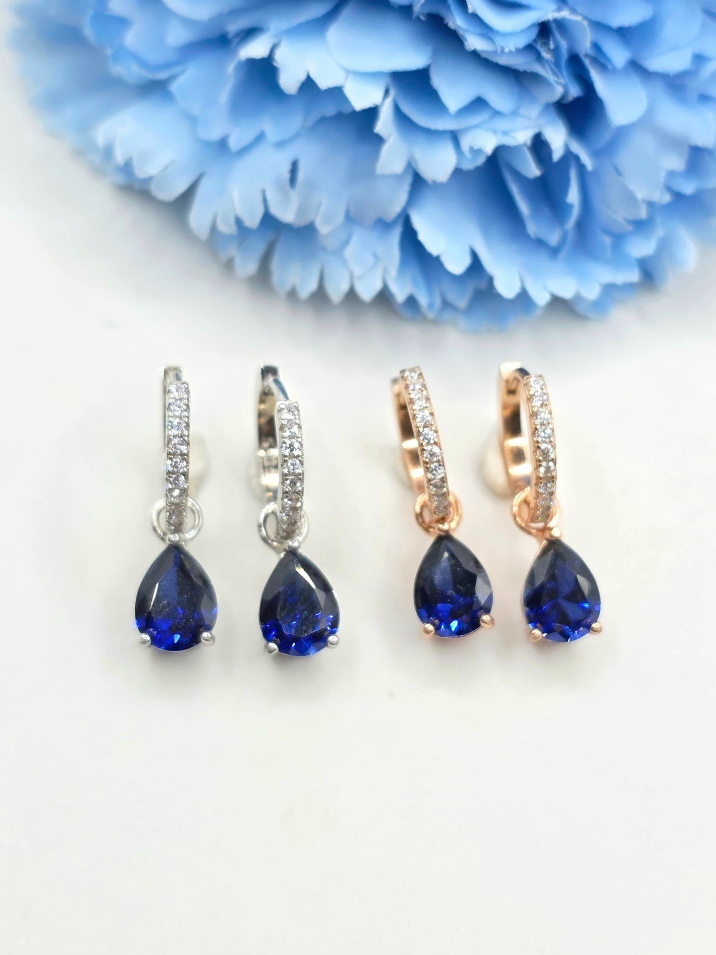 Labgrown Sapphire Teardrop Huggies