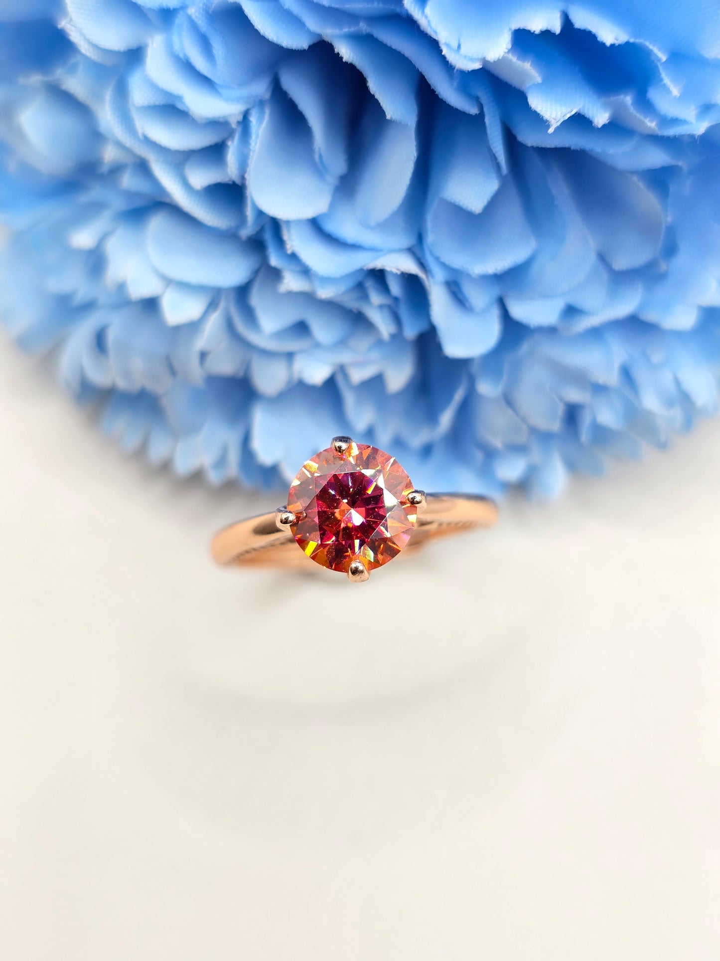 2 Carat Watermelon Moissanite Ring- Rose Gold