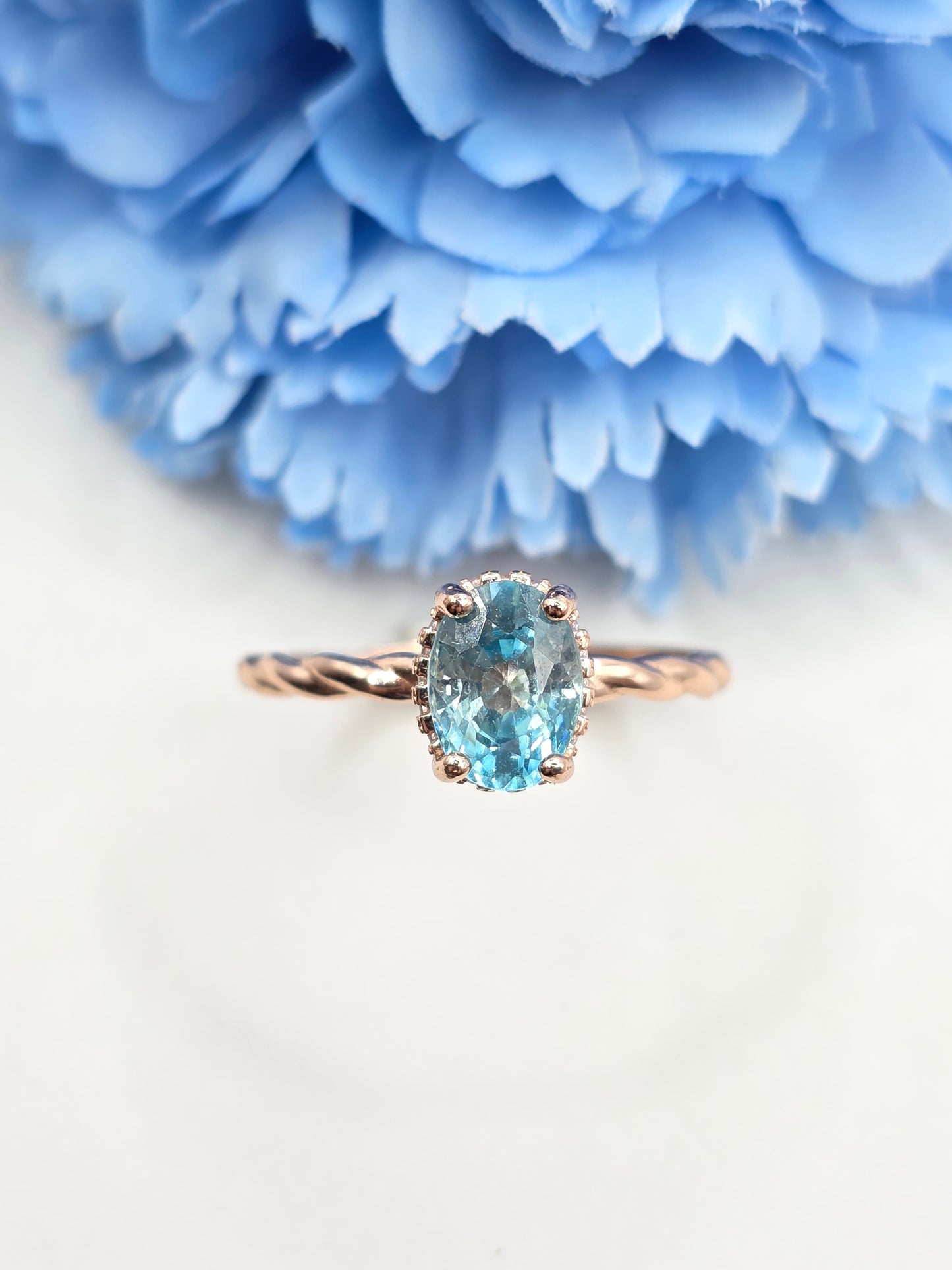 Natural Blue Zircon Ring