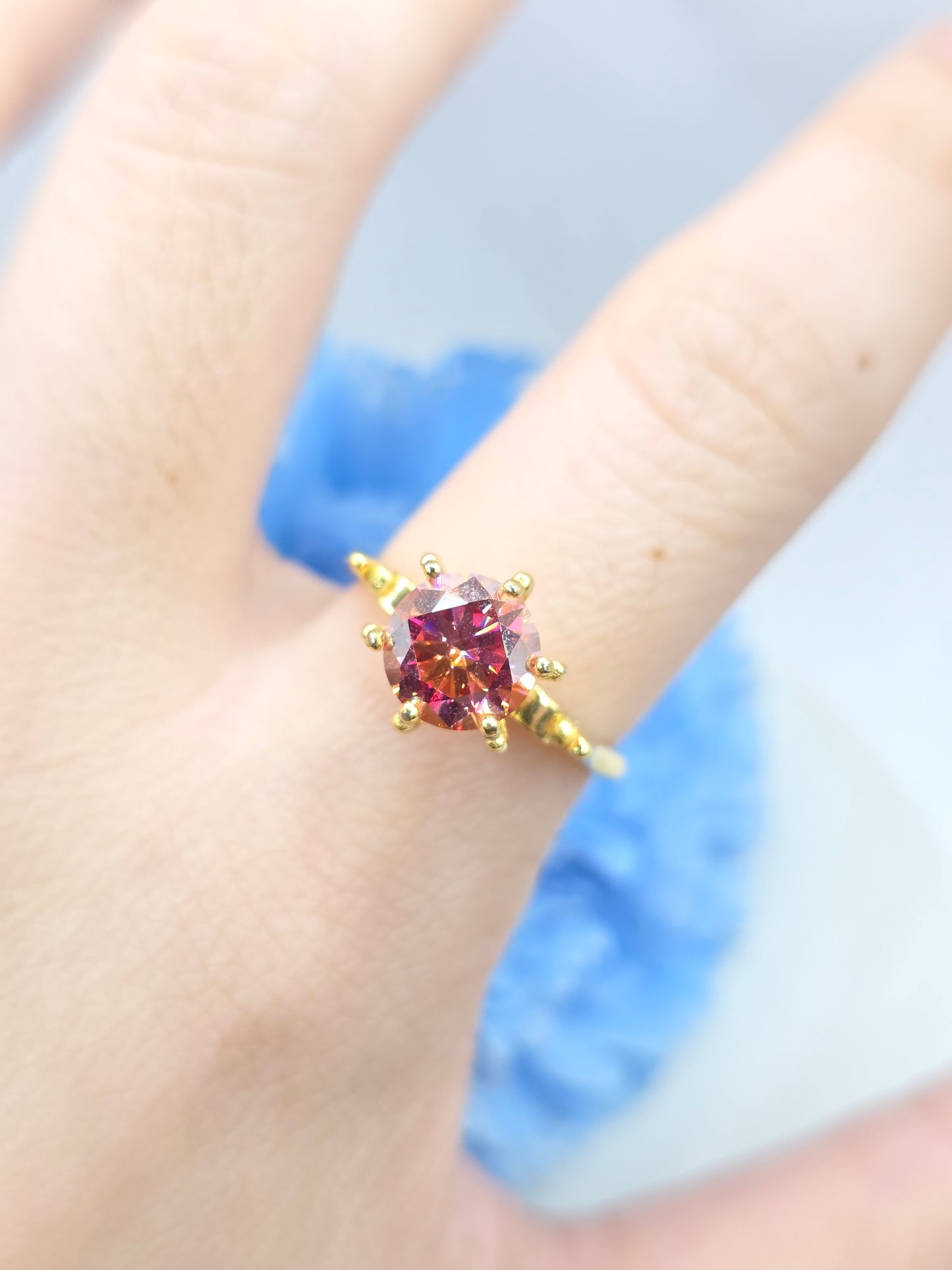 2 Carat Watermelon Moissanite Ring- Yellow Gold