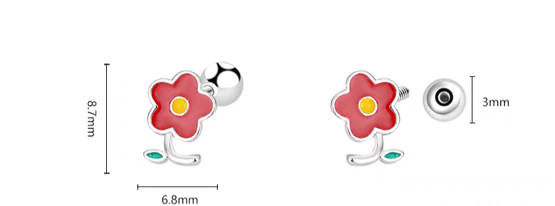 Cute floral Screwback Stud