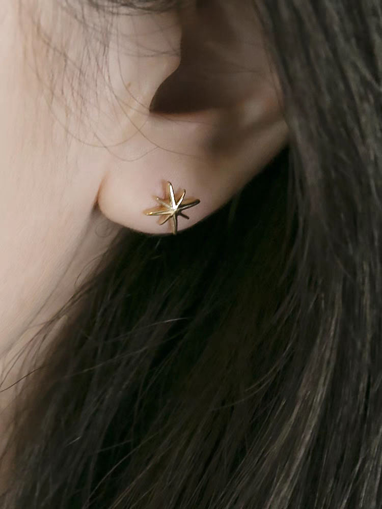 14k Solid Gold Starry Studs