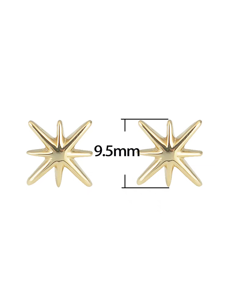 14k Solid Gold Starry Studs