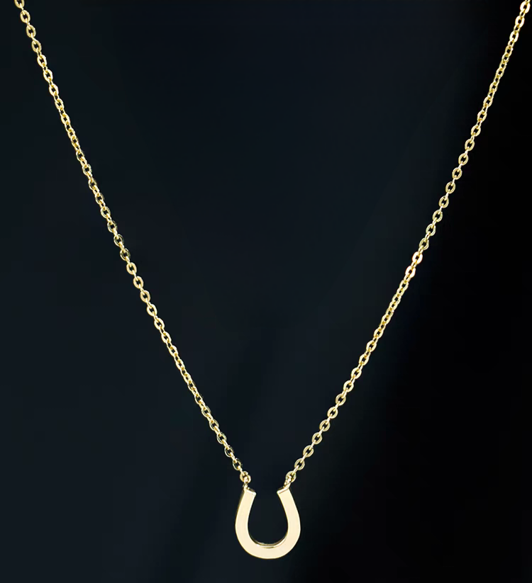 14K Solid Gold Horseshoe Necklace