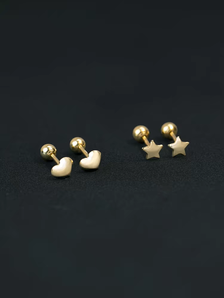 14k Solid Gold Screwback
