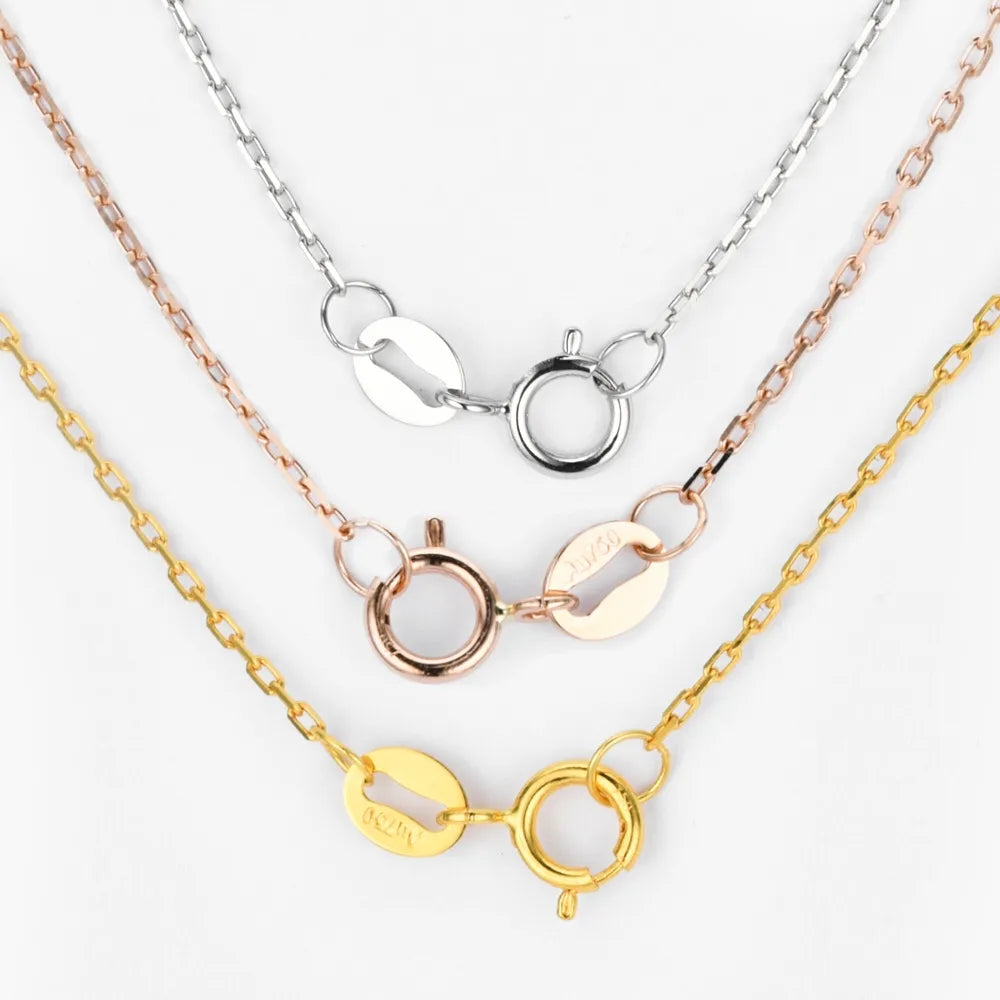 14K Solid Gold Plain Chain Necklace